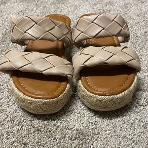 Pierre Dumas Beige Braided Platform Sandals